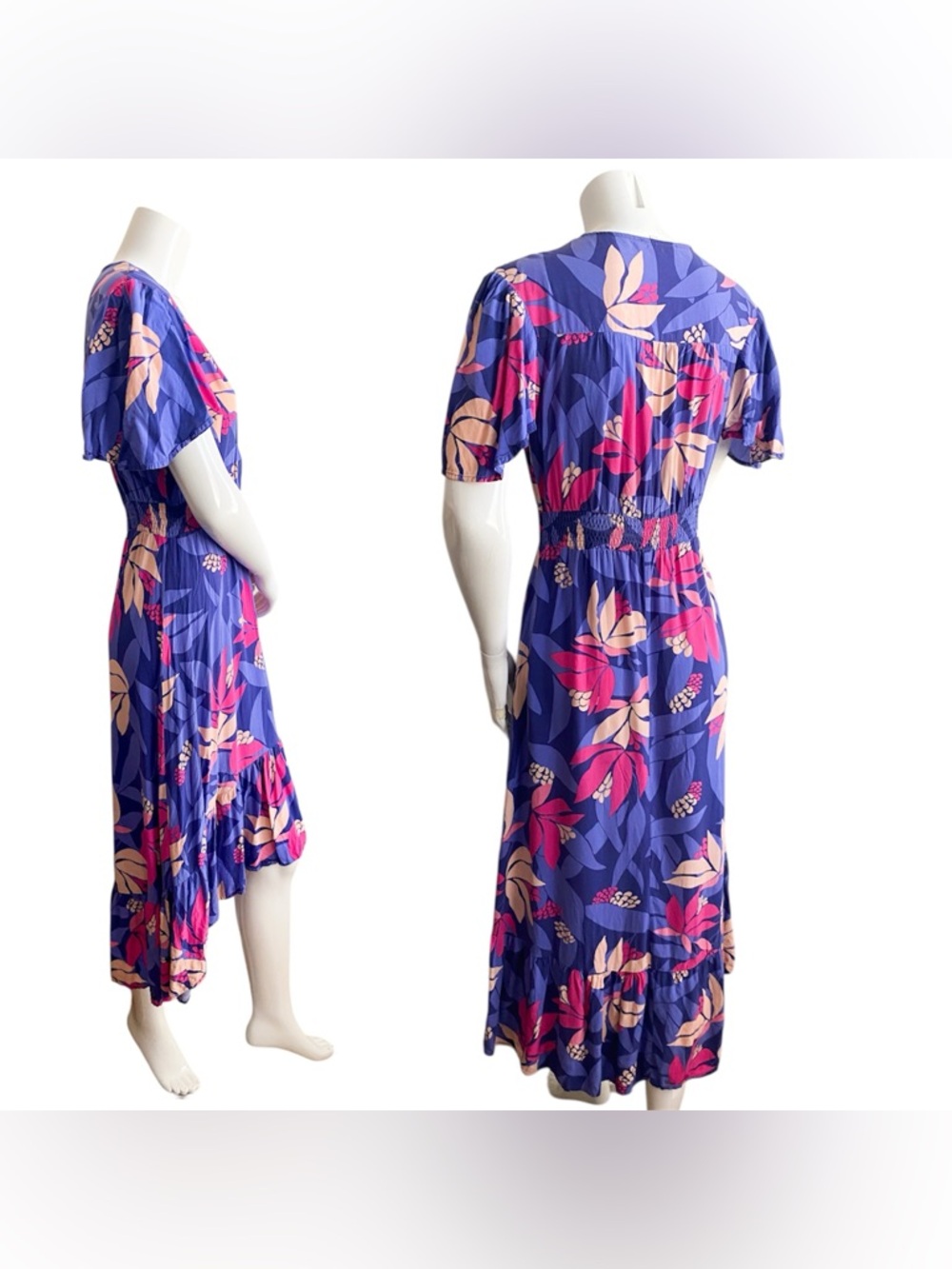 Abel the Label High Low Floral Midi Dress Fairy Ruffle Cottage Whimsical Boho S - Picture 8 of 9